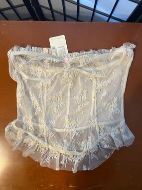 NWT Free People Romantic Lace Coset Top with Pink Rose Accent